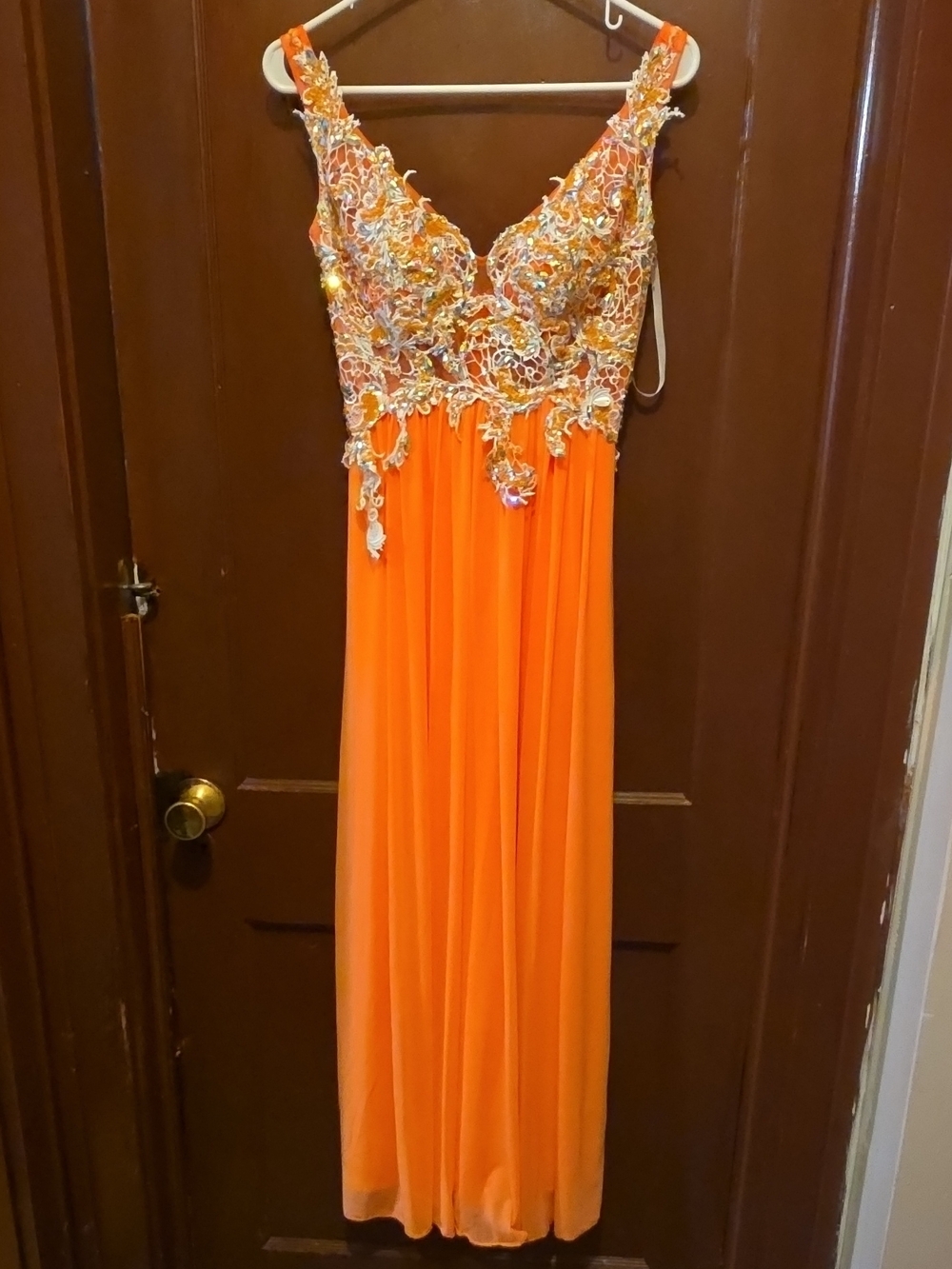 Embellished Orange Jovani Evening Gown